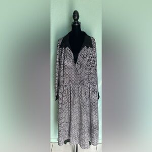 eShakti Black and White Houndstooth Patterned Dress